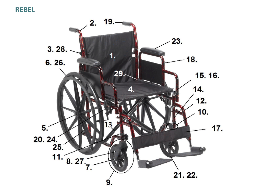 Rebel Wheelchair Replacement Backrest Upholstery, RTLREB-01